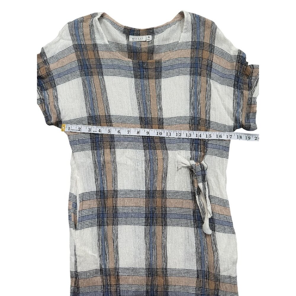 Masai Copen Hagen Womens Plaid Midi Dress With Side Tie Size XL - Picture 9 of 9